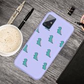 Voor Galaxy A71 Cartoon dier patroon schokbestendig TPU beschermhoes (paarse dinosaurussen)