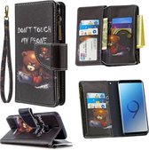 Voor Samsung Galaxy S9 Gekleurde Tekening Patroon Rits Horizontale Flip Leren Case met Houder & Kaartsleuven & Portemonnee (Beer)