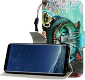 Voor Galaxy S8 Gekleurde tekening Horizontale flip lederen tas met houder & kaartsleuf & portemonnee (groene ogen)