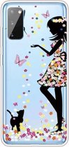 Voor Galaxy A41 schokbestendig geverfd transparant TPU beschermhoes (meisje)