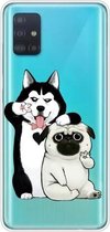 Voor Galaxy A31 schokbestendig geverfd transparant TPU beschermhoes (selfie hond)