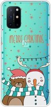 Voor OnePlus 8T Christmas Series Transparant TPU beschermhoesje (foto nemen Bear Snowman)