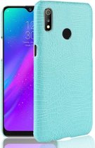 Schokbestendige krokodiltextuur pc + PU-hoes voor OPPO Realme 3 (groen)