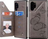 Voor Galaxy Note10 Plus Butterfly Embossing Pattern Schokbestendige beschermhoes met houder & kaartsleuven & fotolijst (grijs)