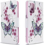 Voor Galaxy S20 + Gekleurd tekeningpatroon Horizontaal lederen flip-hoesje met houder & kaartsleuven en portemonnee (twee vlinders)