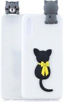 Voor Galaxy A50 3D Cartoon Pattern Shockproof TPU beschermhoes (Little Black Cat)