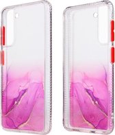 Voor Samsung Galaxy S21 + 5G marmeren textuur TPU + pc beschermhoes (roze)