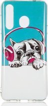 Headphone Puppy Pattern Noctilucent TPU Soft Case voor Galaxy A8s