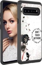 Gekleurd tekenpatroon PC + TPU beschermhoes voor Galaxy S10 5G (vijf katten)