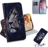 3D Gekleurde Tekening Horizontale Leren Flip Case, met Houder & Kaartsleuf & Portemonnee Voor Galaxy Note 10 Plus (Lion)