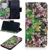 3D Gekleurde Tekening Patroon Horizontale Leren Flip Case voor Samsung Galaxy A8, met Houder & Kaartsleuven & Portemonnee (Groene Vlinder)