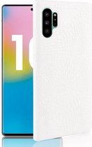 Schokbestendige krokodiltextuur pc + PU-hoes voor Galaxy Note 10 Pro (wit)