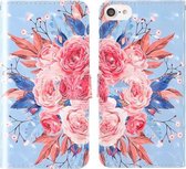Voor iPhone 7/8 3D-schilderij Gekleurd tekeningpatroon Horizontaal Flip TPU + PU-lederen hoes met houder & kaartsleuven & portemonnee & lanyard (gekleurde bloemen)