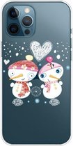 Christmas Series Clear TPU beschermhoes voor iPhone 11 Pro (paar sneeuwpop)