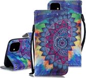 3D-schilderijpatroon Gekleurde tekening Horizontale flip PU-lederen tas met houder & kaartsleuven & portemonnee voor iPhone 12/12 Pro (olieverfschilderij Mandala)