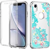 Voor iPhone XR C Style Pattern PC + TPU + PET Screen Protection IMD Craft Case (Lace Flower)
