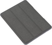 Voor iPad 10.2 Mutural YAXING-serie stoffen textuur PU + TPU lederen hoes met 3-voudige houder & pen-sleuf & slaap- en wekfunctie (grijs)