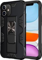 Voor iPhone 11 Armor schokbestendig TPU + pc magnetische beschermhoes met onzichtbare houder (zwart)