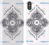 Voor iPhone X 3D-schilderij Gekleurd tekenpatroon Horizontaal Flip TPU + PU-lederen hoes met houder & kaartsleuven & portemonnee & lanyard (tol)
