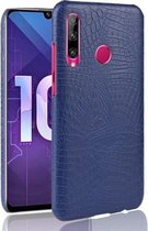 Schokbestendige krokodiltextuur pc + PU-hoes voor Huawei Honor 10i / 20i (blauw)