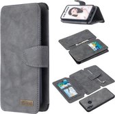 Voor Huawei P Smart (2019) Afneembare Frosted Magnetische Horizontale Flip Leren Case met Kaartsleuven & Houder & Rits Portemonnee & Fotolijst (Grijs)