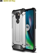 Voor Motorola Moto G9 Play Magic Armor TPU + PC combinatiehoes (zilver)