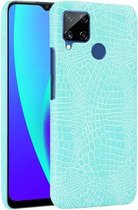 Voor Oppo Realme C15 schokbestendige krokodiltextuur pc + PU-hoes (lichtgroen)