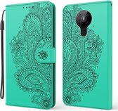 Voor Nokia 7.2 / 6.2 Pauw Reliëfpatroon Horizontale Flip Leren Case met Houder & Kaartsleuven & Portemonnee & Lanyard (Groen)