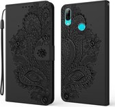 Voor Huawei Honor 20 lite / Honor 20i / Enjoy 9s Pauw Reliëfpatroon Horizontale Flip Leren Case met Houder & Kaartsleuven & Portemonnee & Lanyard (Zwart)