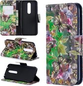 3D Gekleurde Tekening Horizontale Flip Leren Case met Houder & Kaartsleuven & Portemonnee Voor Nokia 4.2 (Groene Vlinder)