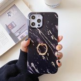 Frosted Laser TPU beschermhoes met ringhouder voor iPhone 11 Pro (zwart)