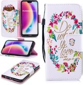 Voor Huawei P20 Lite / nova 3e Gekleurd tekeningpatroon Horizontaal Flip TPU + PU lederen tas met houder & kaartsleuven & portemonnee & lanyard (Do What You Love)