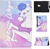 Voor Galaxy Tab S6 T860 / T865 Gekleurde tekening Horizontale flip lederen tas met houder & kaartsleuven & slaap- / wekfunctie (roze paard)