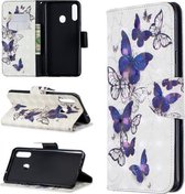 Voor Galaxy A20s 3D Patroon Gekleurde Tekening Horizontale Leren Flip Case met Houder & Kaartsleuven & Portemonnee (Groep Vlinder)