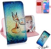 Voor Galaxy A30s Gekleurd Tekening Patroon Kleurrijke Magnetische Gesp Horizontale Flip PU Leren Case met Houder & Kaartsleuven & Portemonnee & Lanyard (Vos)