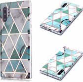 Voor Galaxy Note10 + Plating Marble Pattern Soft TPU beschermhoes (groen wit)