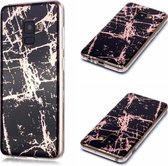 Voor Galaxy A8 (2018) Plating Marble Pattern Soft TPU beschermhoes (zwart goud)