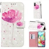 Voor Galaxy A71 3D Schilderen Horizontale Flip Leren Case met Houder & Kaartsleuf & Portemonnee & Lanyard (Een Bloem)