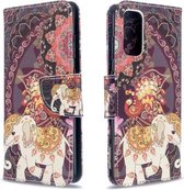 Voor Galaxy S20 Gekleurde tekening patroon Horizontale flip lederen tas met houder & kaartsleuven & portemonnee (bloem olifant)
