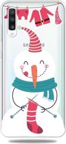 Voor Galaxy A50 Trendy Cute Christmas Patterned Clear TPU beschermhoes (Sock Snowman)