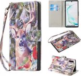 Voor Galaxy Note10 / Note10 5G Gekleurd patroon Horizontale flip PU lederen tas, met houder & kaartsleuven en portemonnee (elanden)