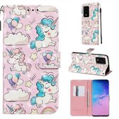 Voor Galaxy S20 Ultra 3D schilderij horizontale flip lederen tas met houder & kaartsleuf & portemonnee & lanyard (roze pony)