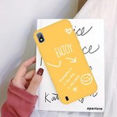 Voor Galaxy A10 Enjoy Love Pattern Frosted TPU beschermhoes (geel)