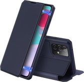 Voor Samsung Galaxy A52 5G DUX DUCIS Skin X-serie PU + TPU horizontale flip lederen tas met houder en kaartsleuven (blauw)