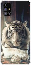 Voor Samsung Galaxy M51 schokbestendig geverfd transparant TPU beschermhoes (witte tijger)