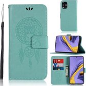 Voor Galaxy A51 Windgong Uil Embossing Patroon Horizontale Flip Leren Case met Houder & Kaartsleuven & Portemonnee (Groen)