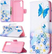 Voor OPPO Realme 6 Pro Gekleurde tekening patroon Horizontale flip lederen tas met houder & kaartsleuven & portemonnee (vlinder liefde)