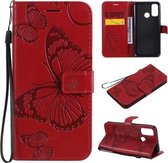 Voor Huawei P Smart (2020) 3D Vlinders Embossing Patroon Horizontale Flip Leren Case met Houder & Kaartsleuf & Portemonnee (Rood)