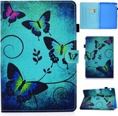 Voor Huawei MediaPad T5 10.0 inch Gekleurde Tekening Stiksels Horizontale Flip Lederen Case met Houder & Kaartsleuven (Groene Vlinders)