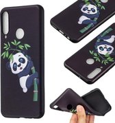Voor Huawei Y6p TPU zachte beschermhoes met reliëfpatroon (Panda en bamboe)